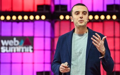 Credit: Ben McShane/Web Summit. Ali Hamriti, Co-founder & CEO, Rollee, on Centre Stage during day one of Web Summit 2022